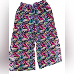 Bohemian Colorful Vavation Tropical leaf wide leg split side pants